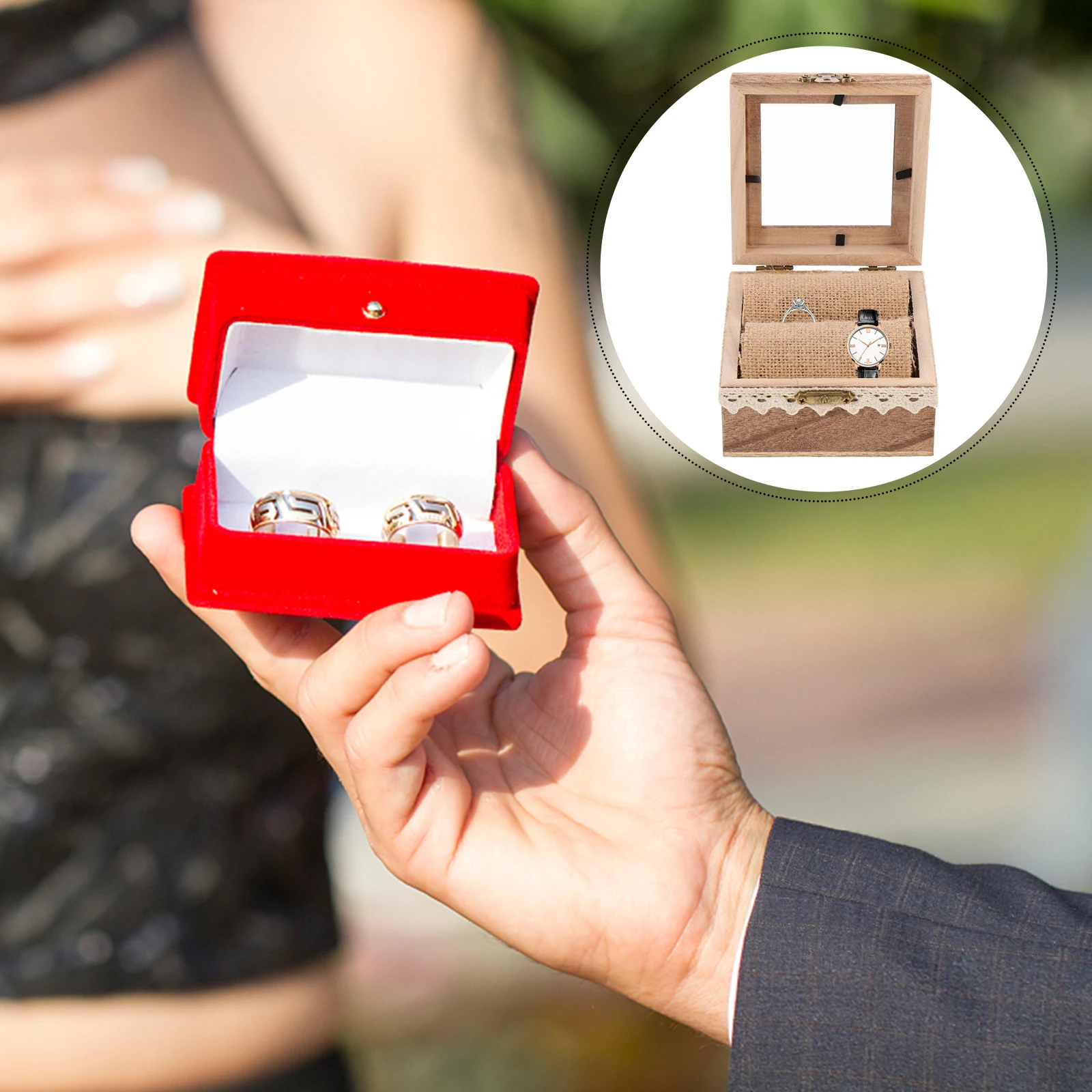 

Stylish Wooden Jewelry Storage Ring Necklace Bracelet Organizer Gift For Wedding Anniversary Birthday Valentine'S Day High