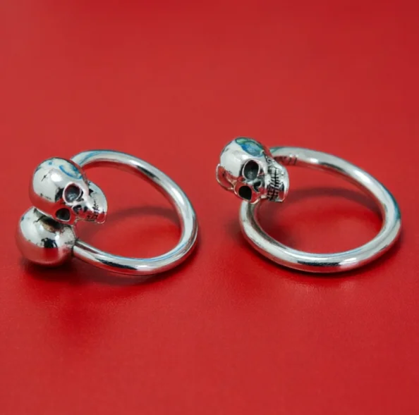 

Euramerican punk handsome guy trend tail ring skull Thai silver ring for men and women 925 sterling silver decorative ring