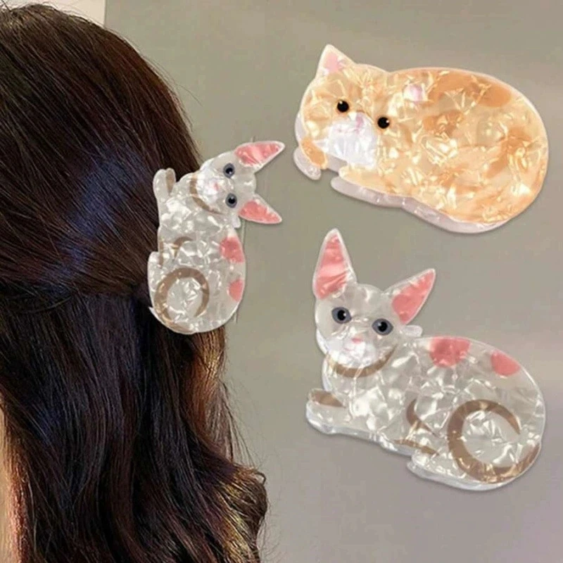 

Hair Accessories Animal Cute Cat Scratching Clip Back Of Head Hair Shark Clip Headwear Half-Tied Hair Clip Hair Clip For Women