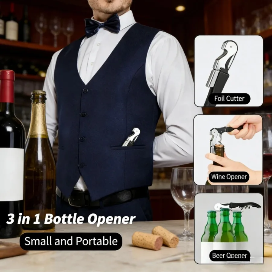 Portable Multifunctional Wine Opener, Compact Corkscrew with Bottle Cap Remover for Travel & Outdoor Use - Image 2