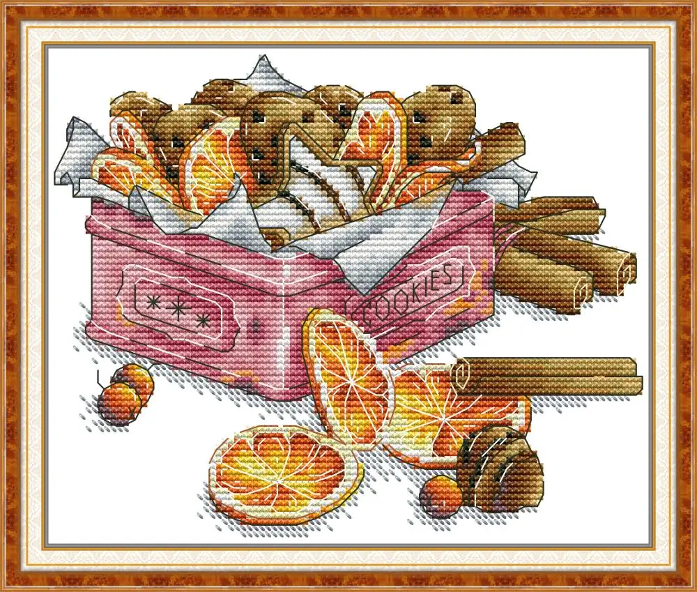 Caja de galletas kit de punto de cruz aida 14ct 11ct lienzo impreso con cuentas puntadas de cruz bordado DIY hecho a mano