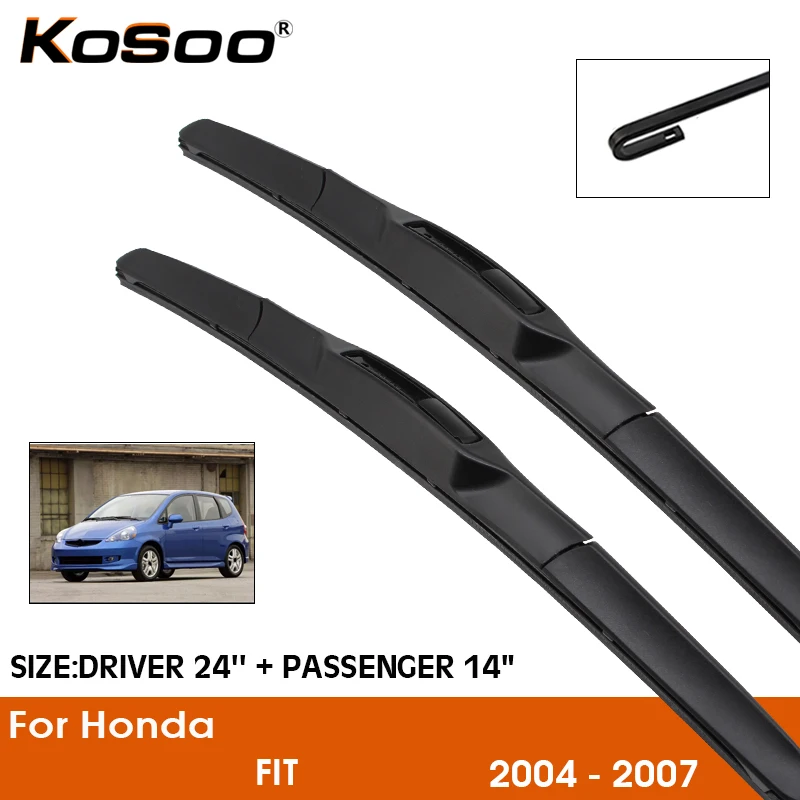 Car Wiper For Honda FIT 2004-2007 Windshield Rubber Silicon Refill Front Window Wiper Blades 24"+14" LHD RHD Auto Accessories