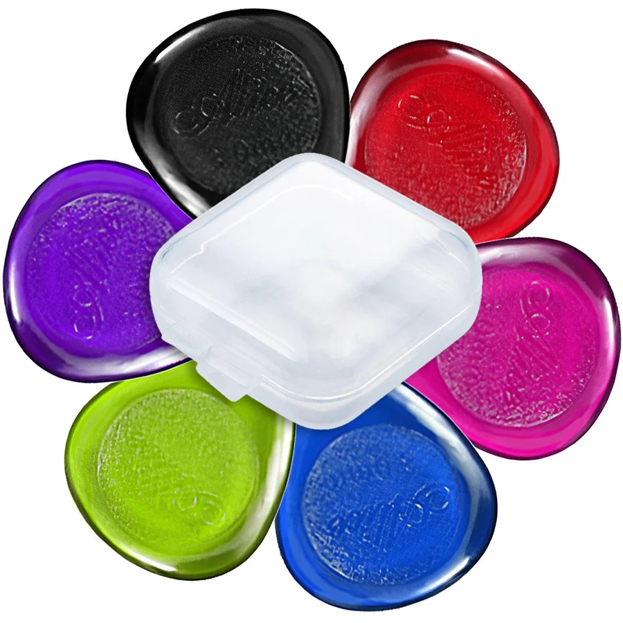6pcs ABS Waterdrop Guitar Pick Set with Mini Storage Box Durable Plastic Color Picks for Ukulele Bass Instrument Performance DDJ