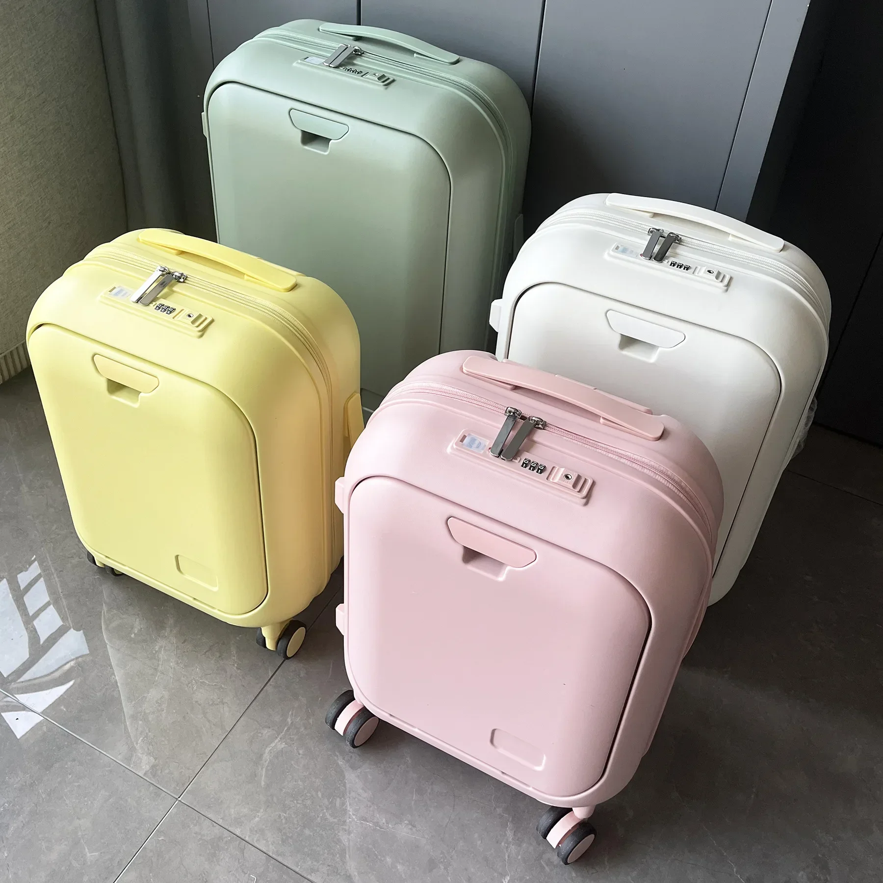 

New Luggage Suitcase Compartment Front Opening 18 20 24 Inch Boarding Trolley Box 18 Inch Small Password Box for Travel Trunk