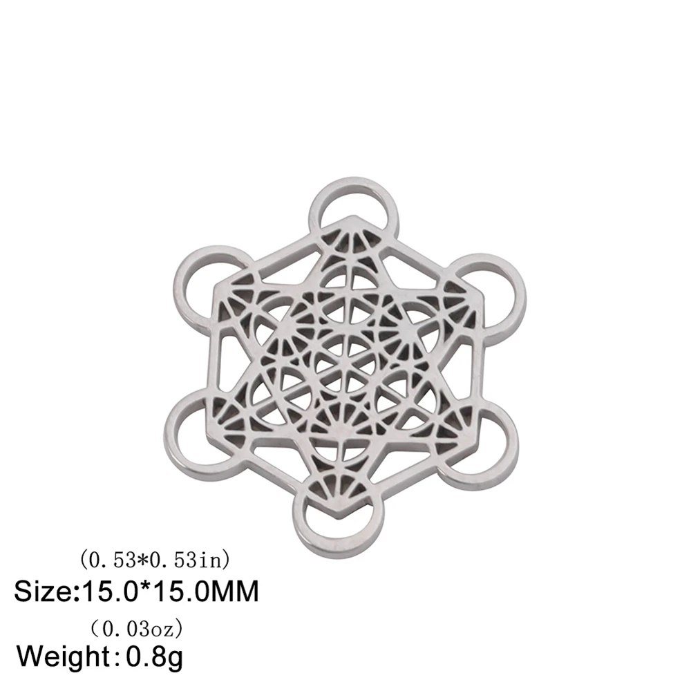 Stainless Steel Archangel Metatron Cube Charms For Jewelry Making Wholesale Diy Necklace Bracelet Geometric Pendants Accessories