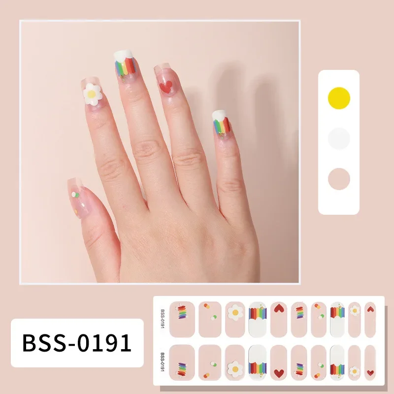 Semi Curado Gel Unhas Adesivos Set para As Mulheres, Lâmpada UV, Manicure Cobertura Completa, Moda Feminina DIY, Nail Art Decoração Patch, 20Pcs