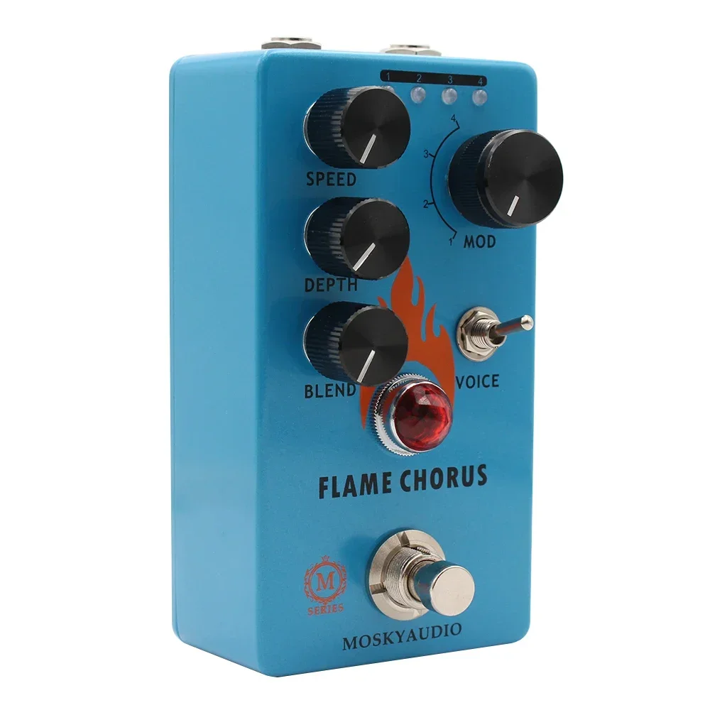 Mosky Flame Chorus Guitar Pedal with Speed/Depth/Blend/Voice Button,4 Modes Chorus Effect Pedal for Electric Guitar