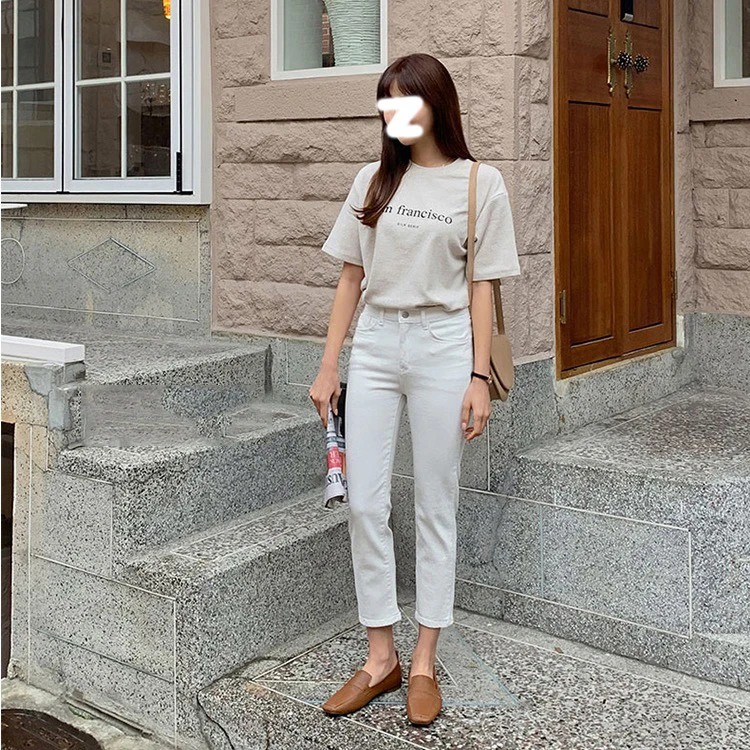 High Waist Straight Leg Jeans Women Summer New Slimming Nine Points Smoke Tube Pants Cotton Stretch Denim Cool Feeling