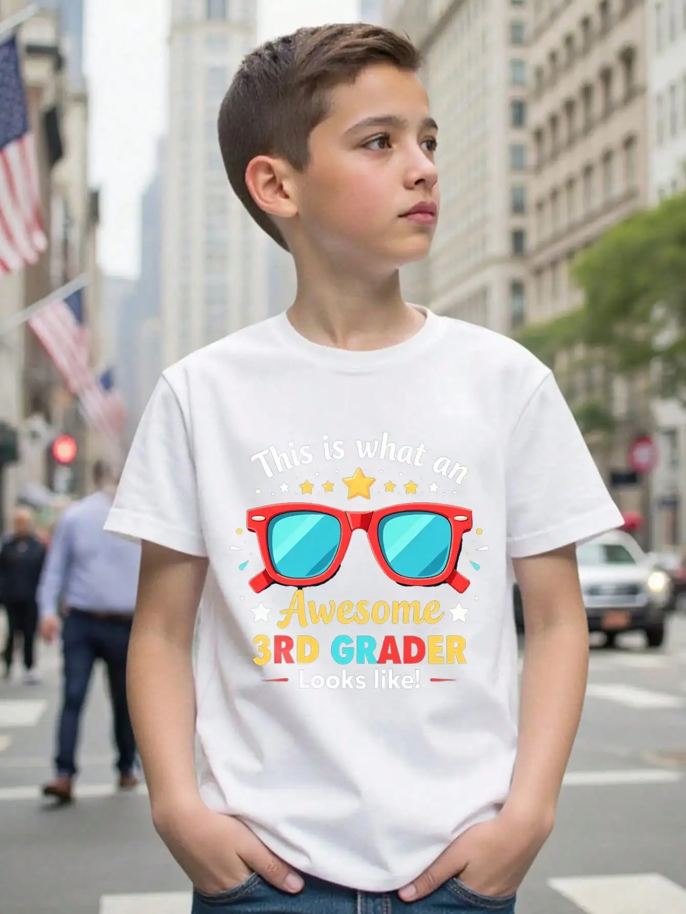 

Boys/Girls Back To School Awesome 10rd Grader Cotton Graphic Tees, Black Fun Style Summer Tops With Sunglasses Graphic