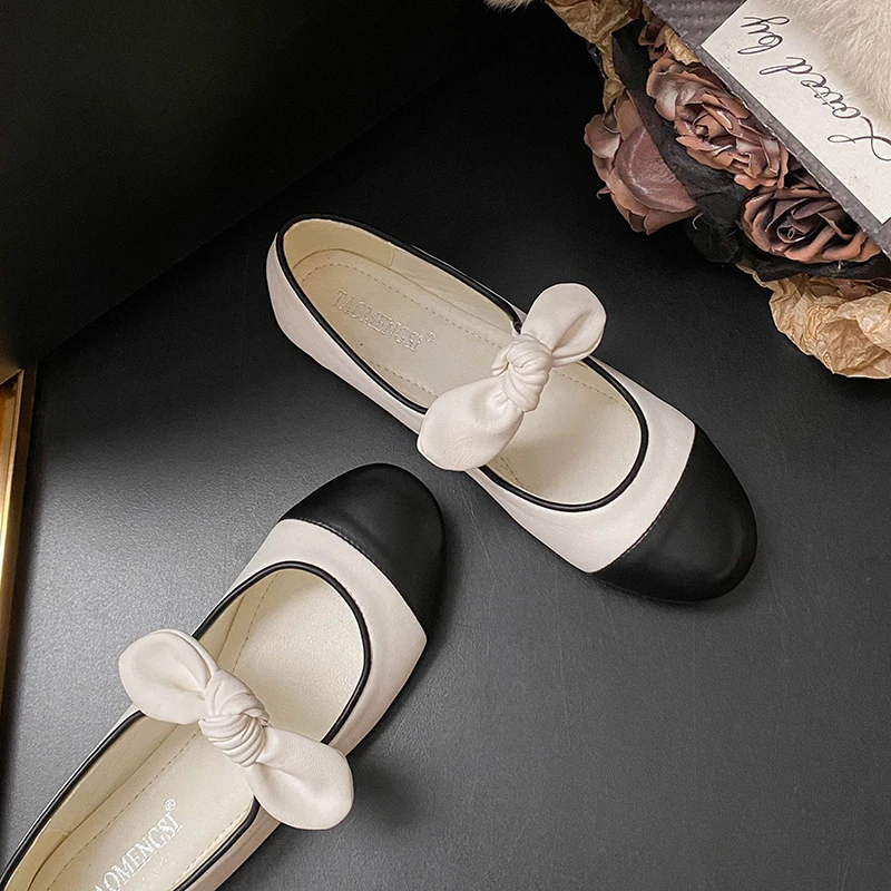 

round-toe bowknot flat ballet shoes for women, Mary Jane style
