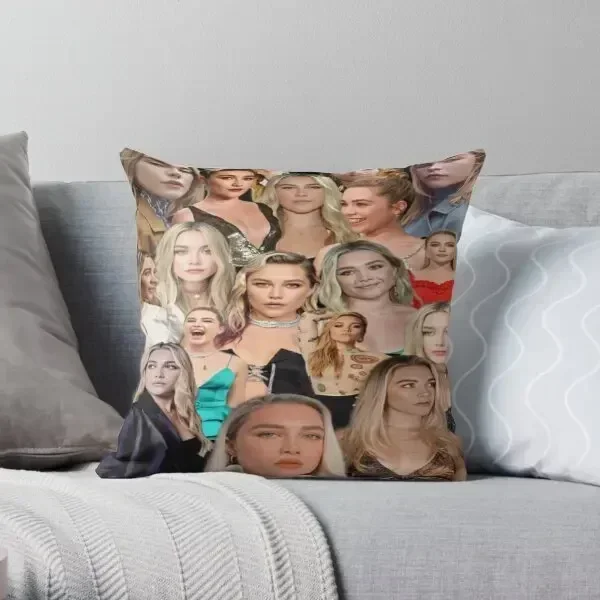 

Florence Pugh Editing Printing Throw Pillow Cover Decor Decorative Anime Throw Sofa Waist Soft Pillows not include One Side