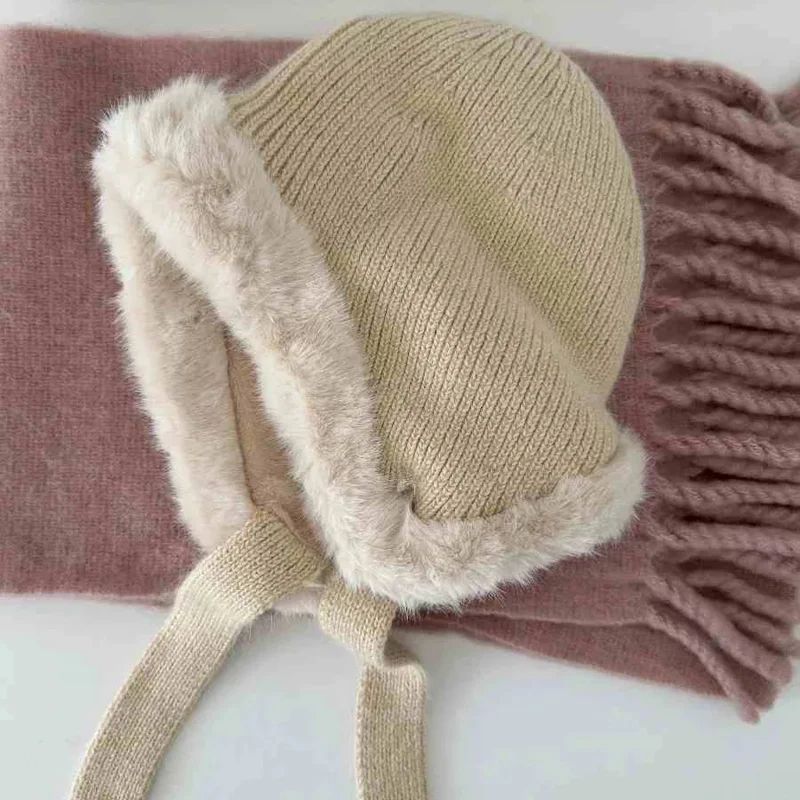 

Plush Knitted Beanies Cap For Men&Women Winter Thicken Warm Ear Protection Hat Unisex Outdoor Ski Cycling Coldproof Beanies Hats