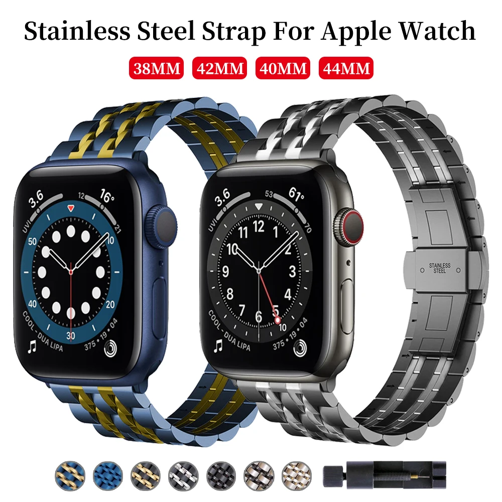 

Ремешок из нержавеющей стали с застежкой-бабочкой для Apple Watch 44 мм 40 мм, браслет для IWatch Series 6 SE 5 4 42 мм 38 мм, браслет для наручных часов