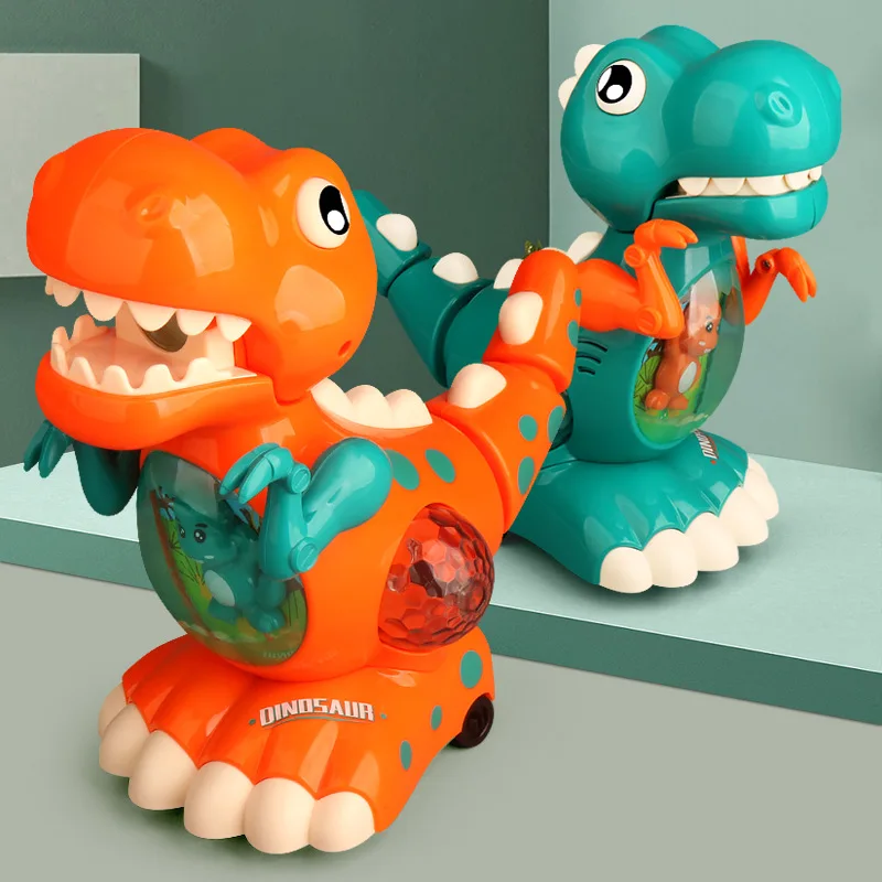 Dinosaur Toys Baby Toys Light Up Musical CrawlingTummy Time Montessori Sensory Interactive Electric Toys For Kids Birthday Gifts