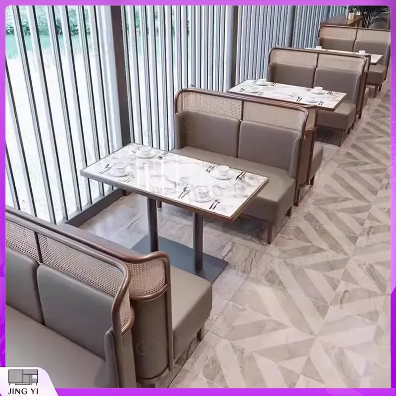 Solid Wood Rattan Coffee Table and Chair Set for Restaurant Cafe Tea House Southeast Asia Style Vintage Western Dining