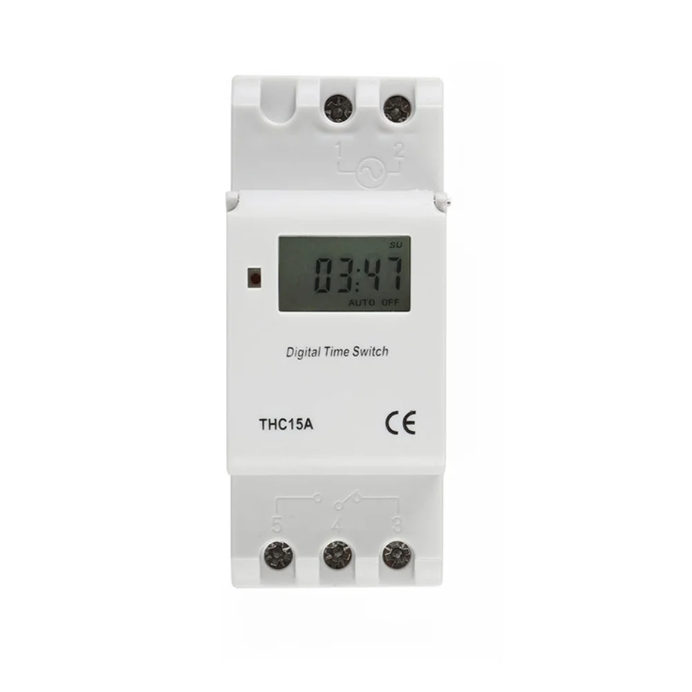 AC220V Digital Timer Relay Switch Programmable with LCD Display for DIN Rail 16A Load Capacity and Multi Day Scheduling