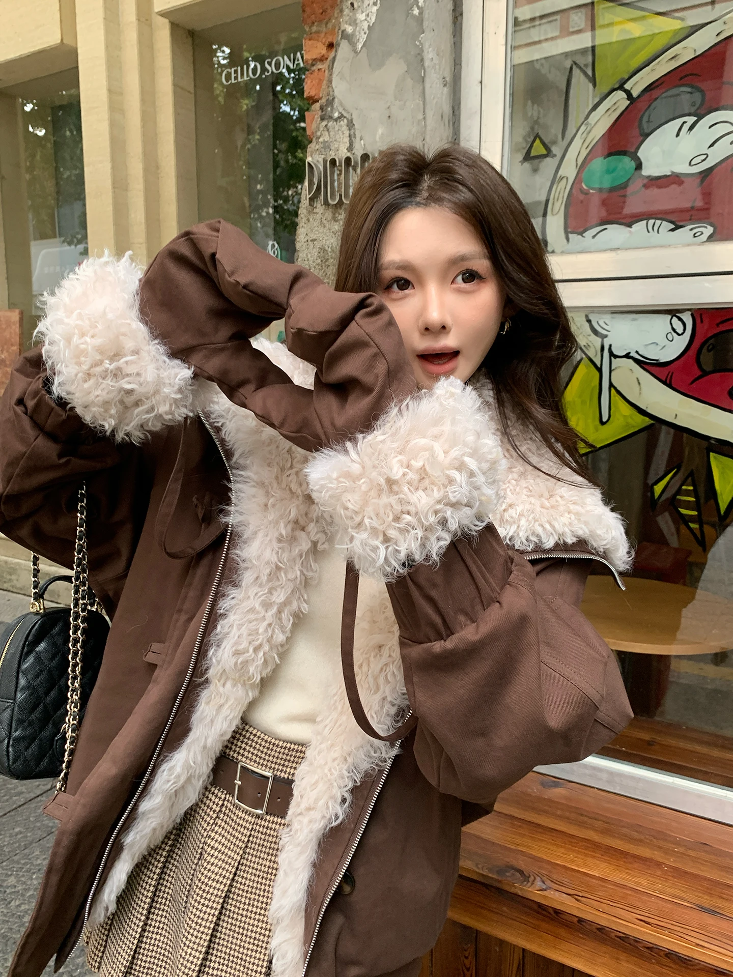 

Женская парка Muses Peak с воротником из меха ягненка, перчатки из искусственного меха, пуховик с длинными рукавами на молнии