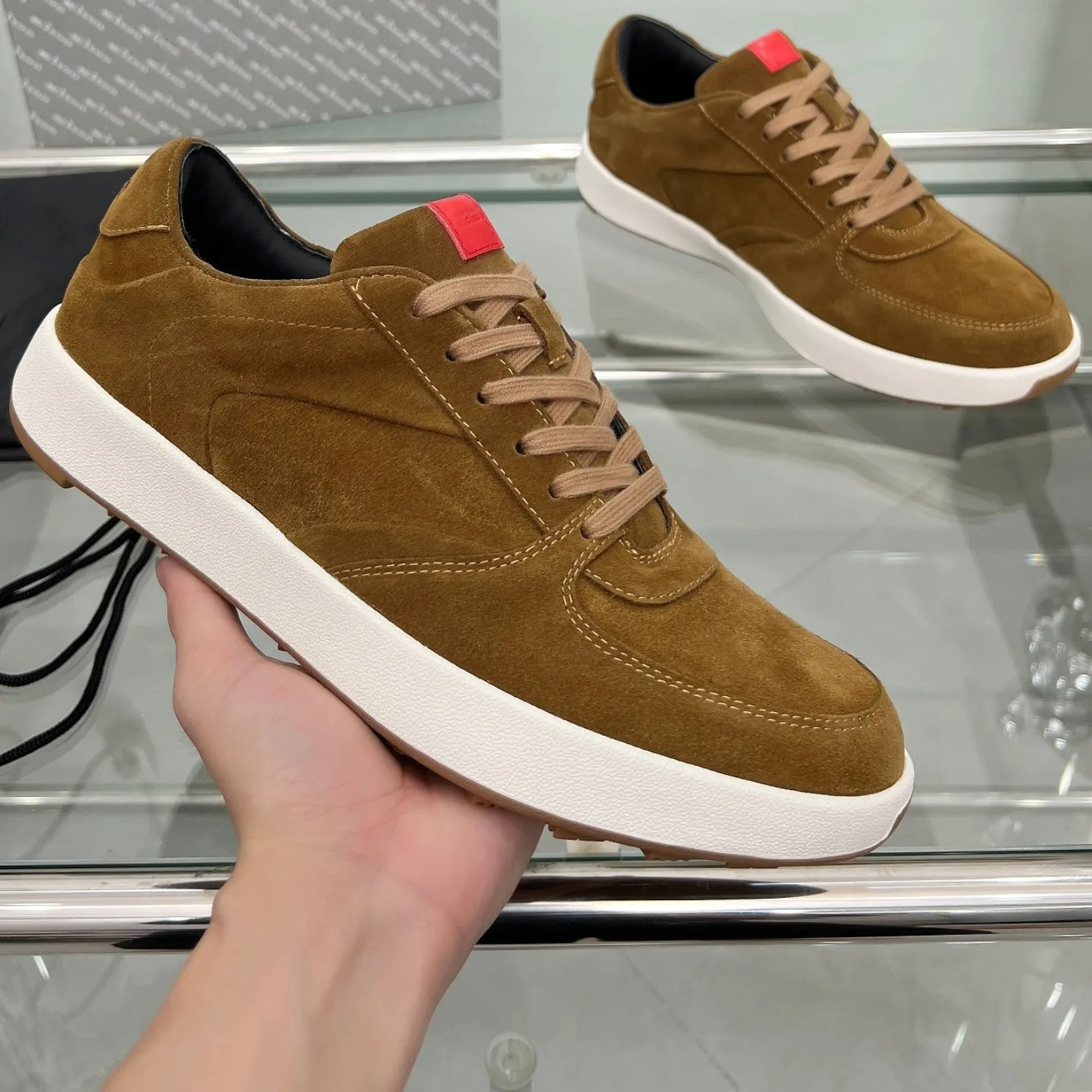 

Quiet Luxury Brand Men's Shoes Handmade Casual Sneakers Calfskin Suede Upper Old Money Aesthetic Breathable Sweat-wicking Shoes