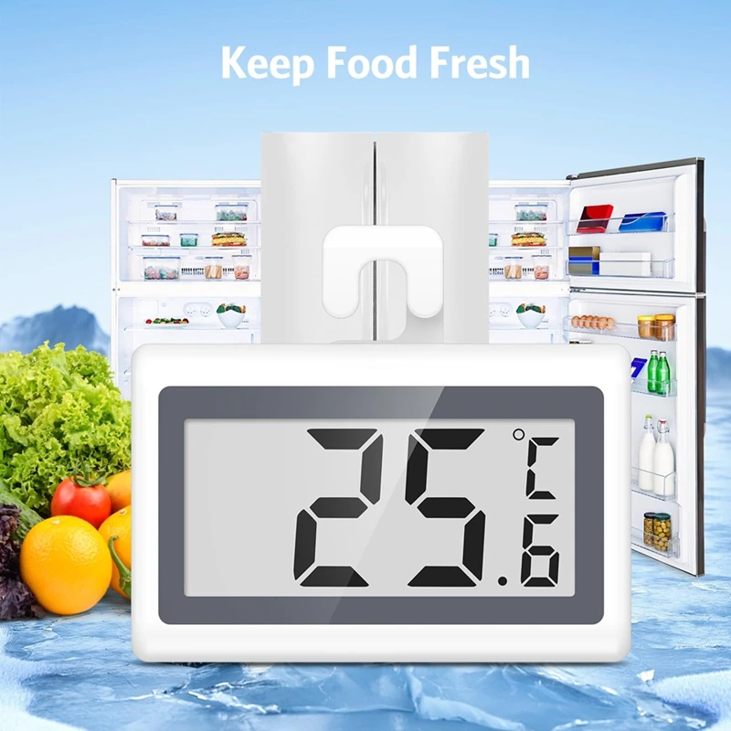 ميزان حرارة الفريزر ABAE-Fridge، ميزان حرارة الثلاجة الرقمي، مع شاشة LCD، ° ج/ ° F Switch، للمطبخ، المنزل، المطاعم
