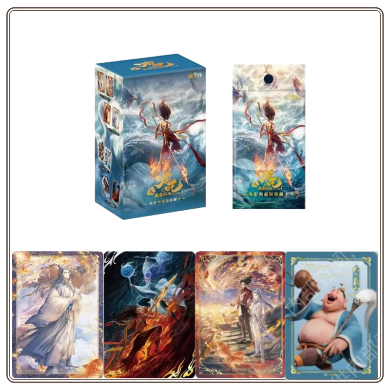 Nouvelles cartes Nezha authentiques diable Boy Conquers le roi Dragon doré ombre lumineuse carte spéciale Anime film cartes de Collection jouets