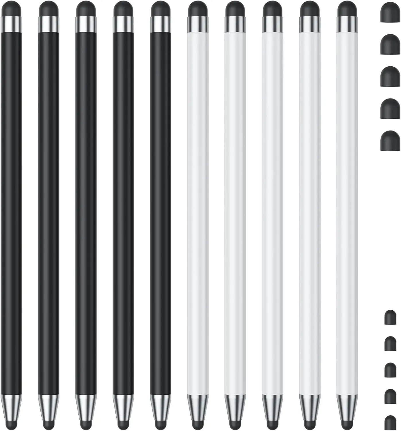 10 Pcs Stylus Pen for Touchscreen, High Precision, Universal Capacitive Stylus for iPad/iPhone/Samsung/Android, Black/White