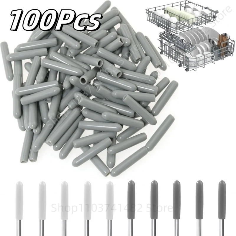 100Pcs Dishwasher Rack Caps Tip Tine Cover Cap Flexible Round End Caps Protective Sleeves for Sharp Article To Prevent Collision