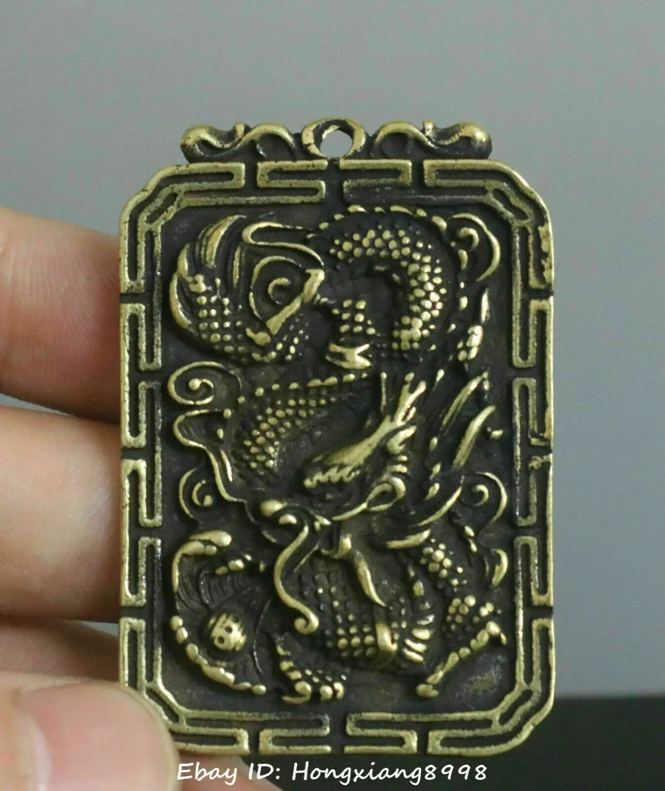 

5cm Chinese Bronze Dragon Long Brand Amulet Engraved Pendant Pendant -