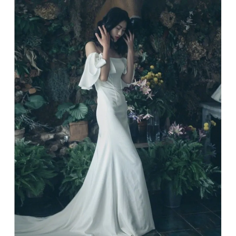 

Simple Mermaid Women Wedding Dresses Court Train Bridal Gowns Formal Vestido De Noiva robe de mariée