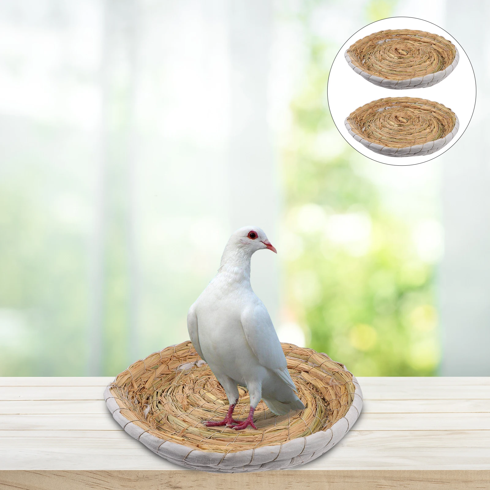 

2Pcs Creative Grass Woven Bird Nest for Pet Pigeon Handwoven Shelter Breeding Premium Natural Material Nest Decor