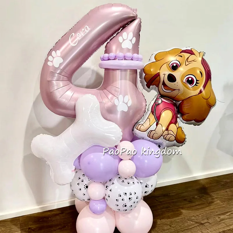 Lindo Juego de Globos de Aluminio con Temática de Patrulla Canina, Globos de Látex, Decoración para Fiestas de Cumpleaños Infantiles, Globo con Número, Globos, Regalos