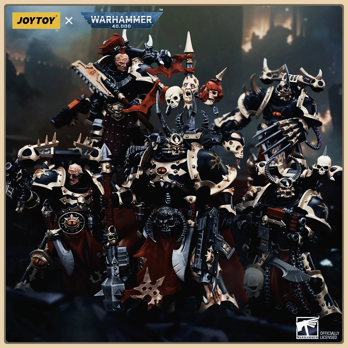 ฟิกเกอร์ JOYTOY ขนาด 1/18 แอคชั่นฟิกเกอร์ 40K Chaos Space Marines Black Legion Chosen มีสินค้าในสต็อก ของสะสม โมเดลทหาร