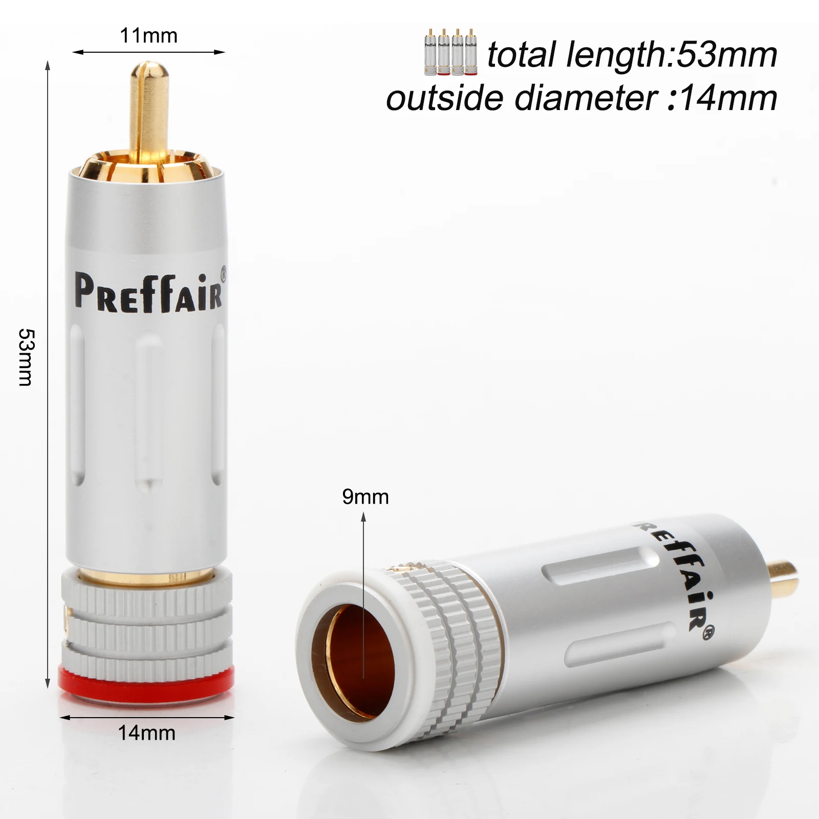 Conectores RCA de Audio HiFi de alta calidad R1781, conector macho RCA sin soldadura chapado en oro para Cables de altavoz de Audio DIY