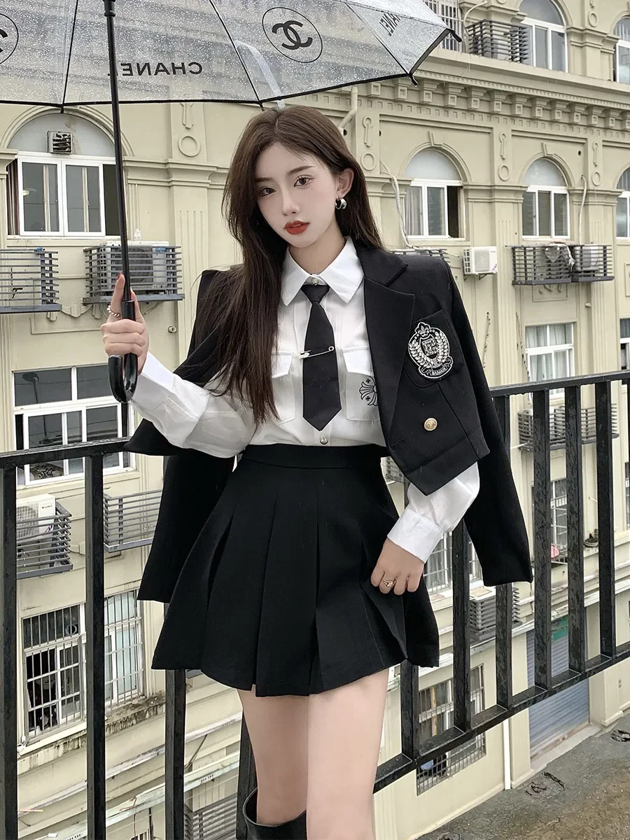 

2024 new korea japan style improved jk sweet cool tyle sexy jk suit fashion girl college school style uniform daily suit q11