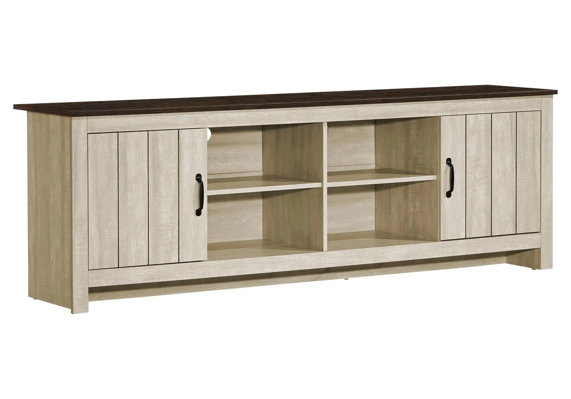 72 Inch TV Stand Console Media Center Storage Cabinet Living Room Beige And Brown Laminate