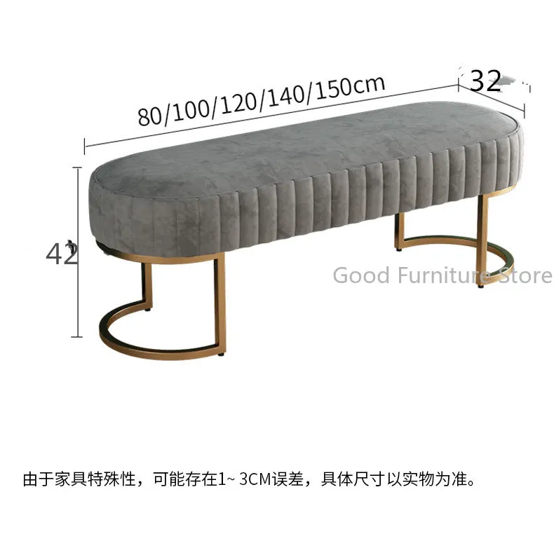 Luxury Shoes Stool Ottoman Pouf Bench Home Door Dress Hotel Bar Cafe Store Long Sofa Rest Stool Velvet Soft Vanity Chair