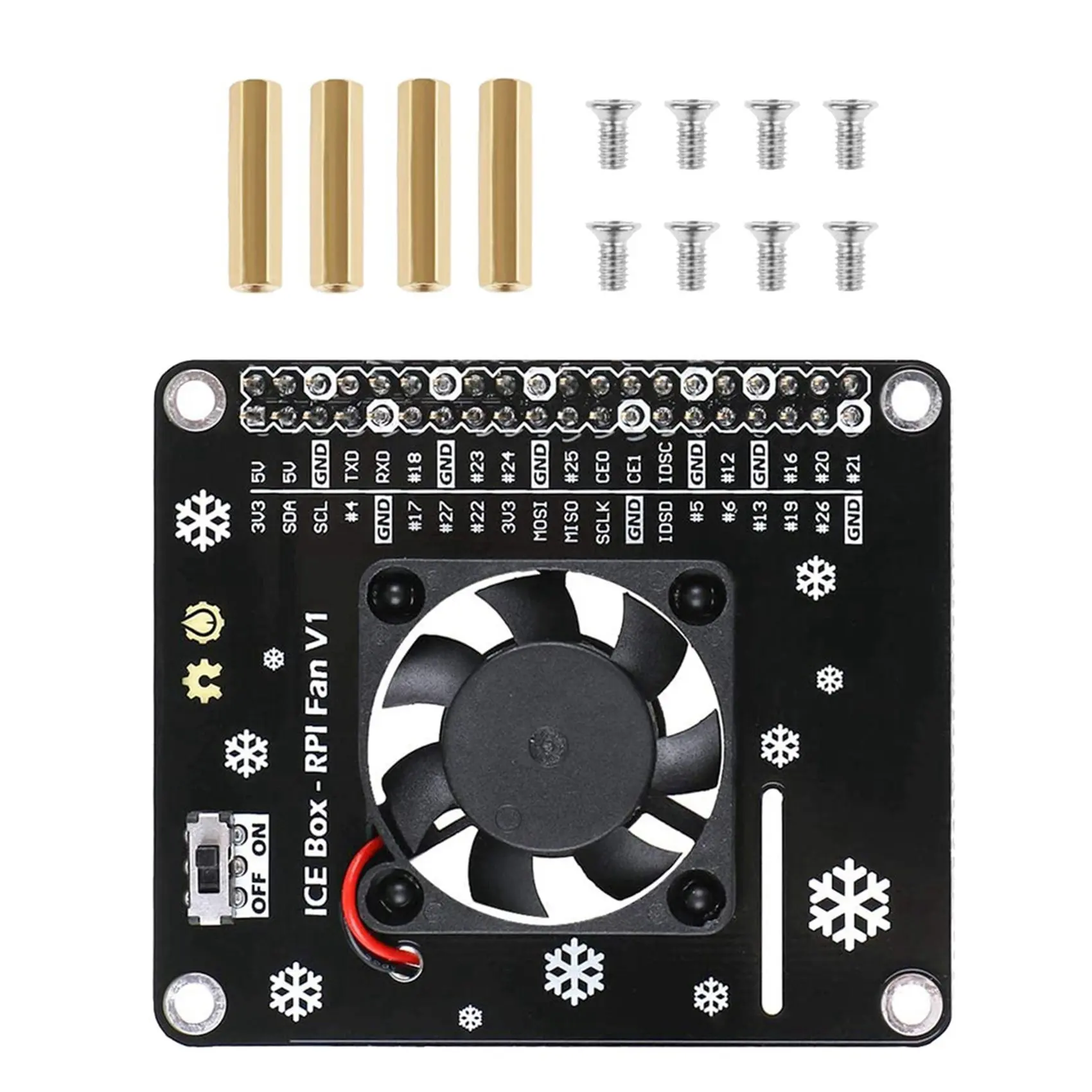 Cooling Fan Expansion Board for Raspberry Pi 4B 3B+3B Heatsink Fan Expansion Board Development Board with LED Light