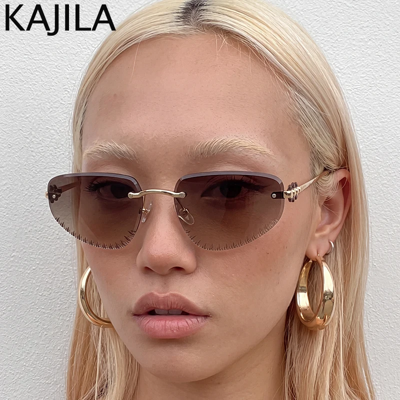 Y2K Punk Small Polygon Sunglasses Women 2026 Luxury Brand Trendy Rimless Irregular Sun Glasses Vintage Metal Frame Shades UV400