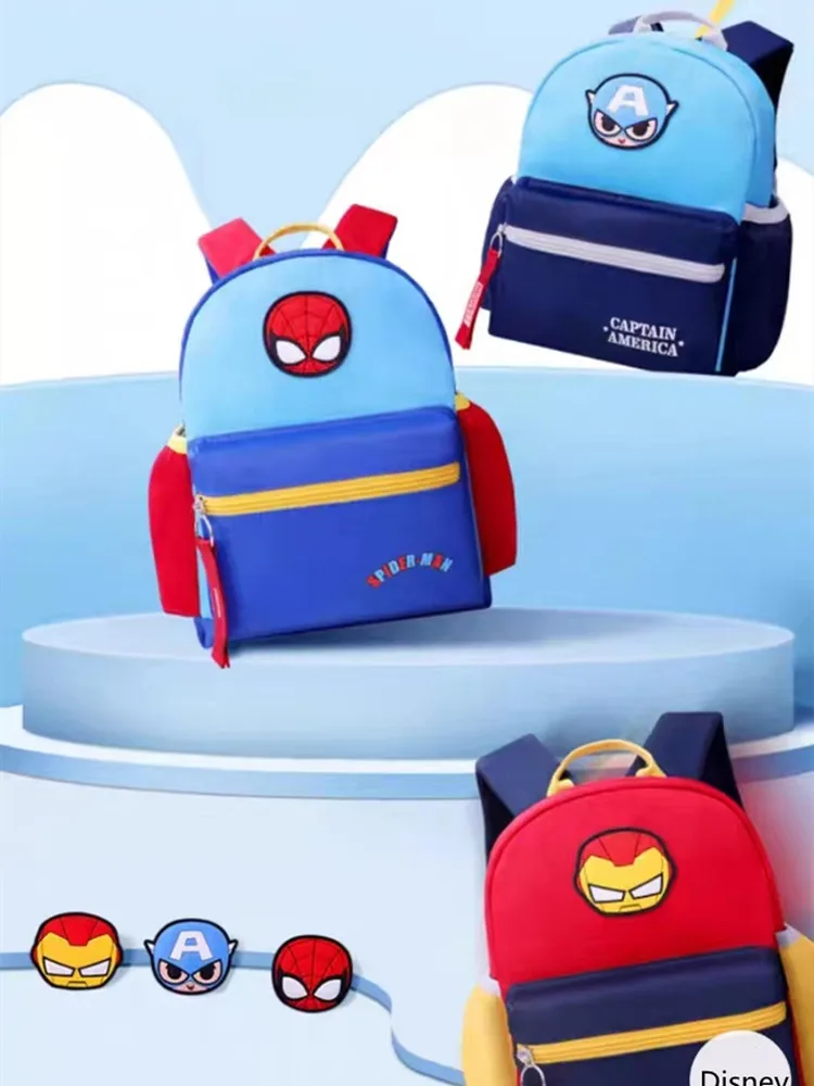 2023 Disney Kindergarten Bag For Boys Age 2-8 Iron Spider Man Captain America Student Shoulder Orthopedic Backpack Gifts Mochila