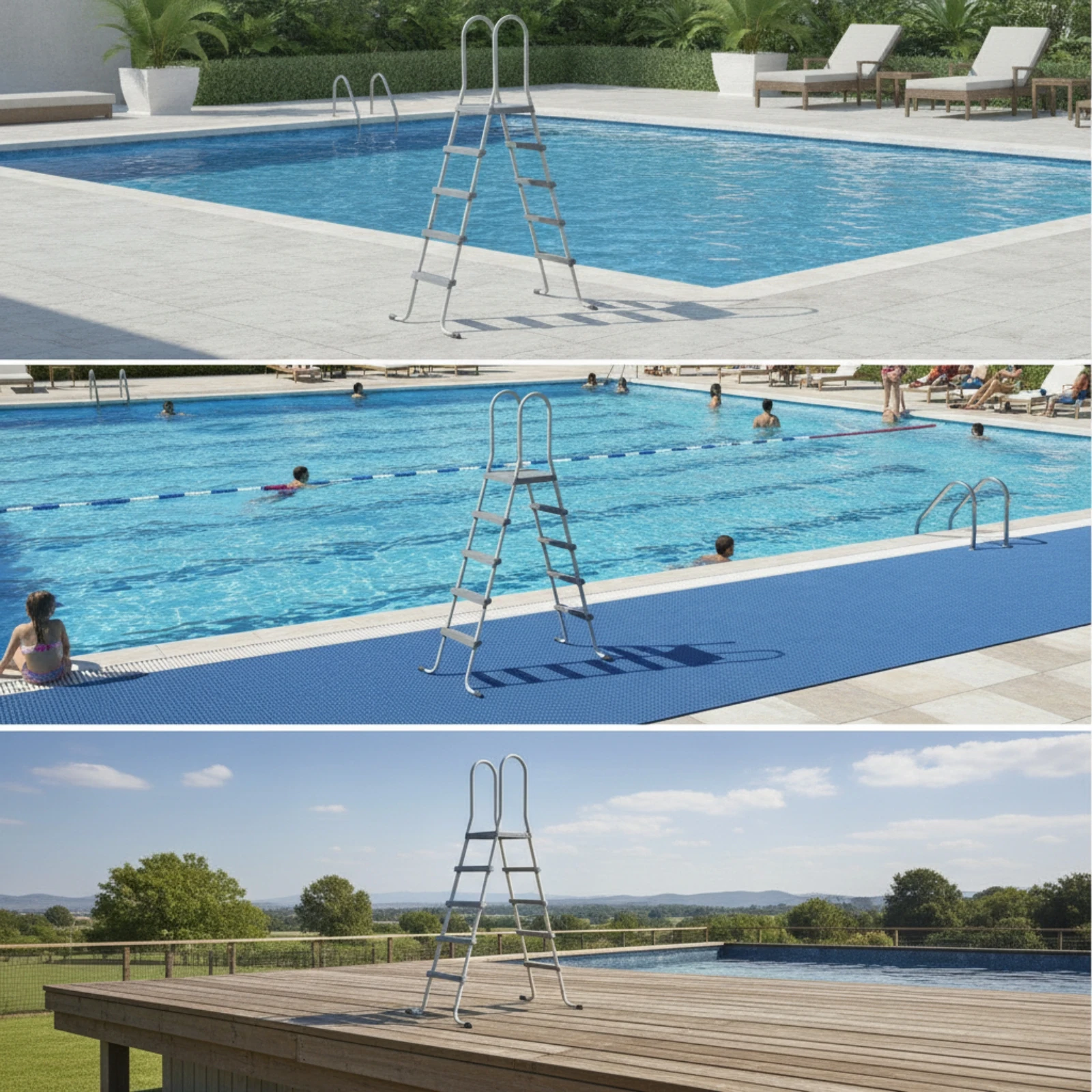 บันไดสระว่ายน้ำทรงกระบอก ปลอดภ - Pool Ladder Above Ground บทวิจารณ์และราคา