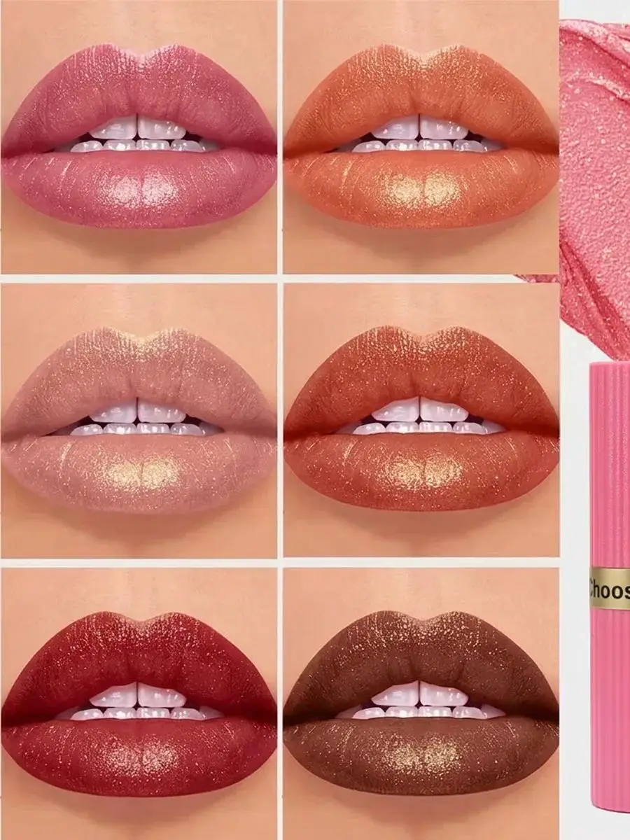 Parelmoer Roze Glitter Fluwelen Lippenstift Metallic Waterdicht Langdurig Matte Shimmer Diamant Lippenstift Dames Make-up Cosmetisch - afbeelding 2