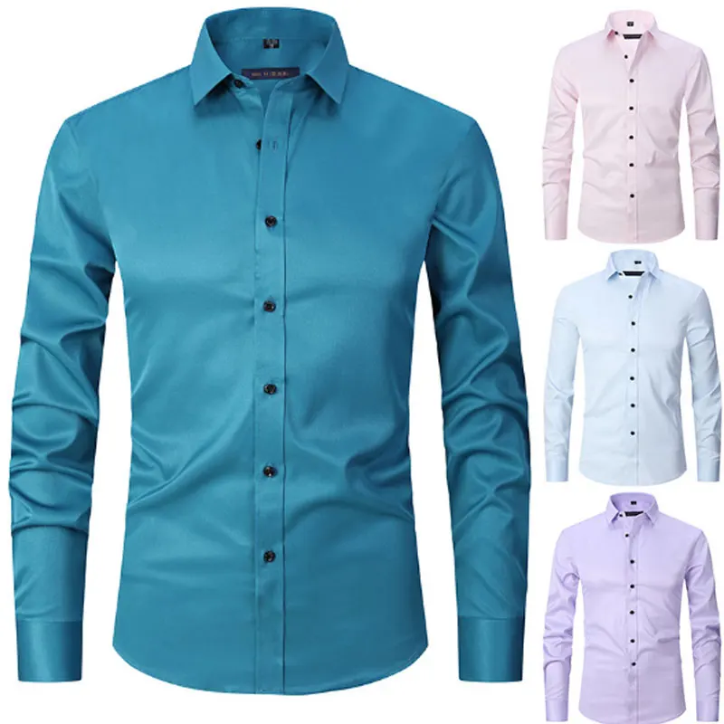 6XL 8XL cotton men's long sleeve shirt Spring Summer formal high quality casual wear breathable fashion solid color plus size