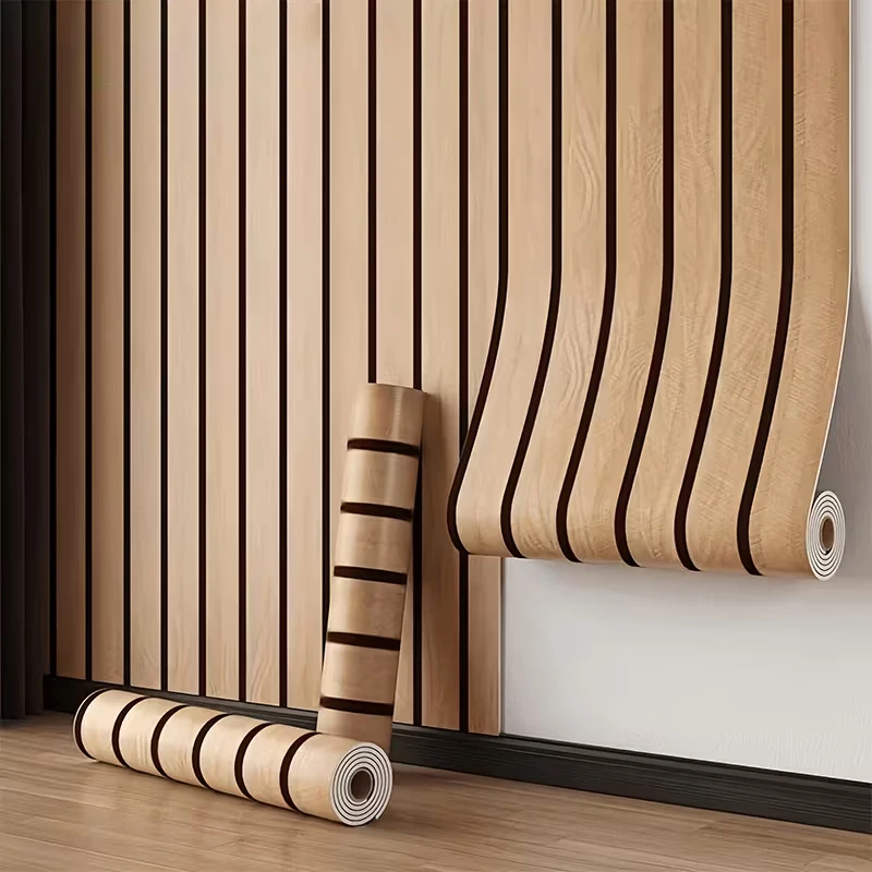 A Roll Of Vintage Wood Grain Self-Adhesive Wallpaper Waterproof Suitable For Decorating Living Rooms Bedrooms And Kitchens.
