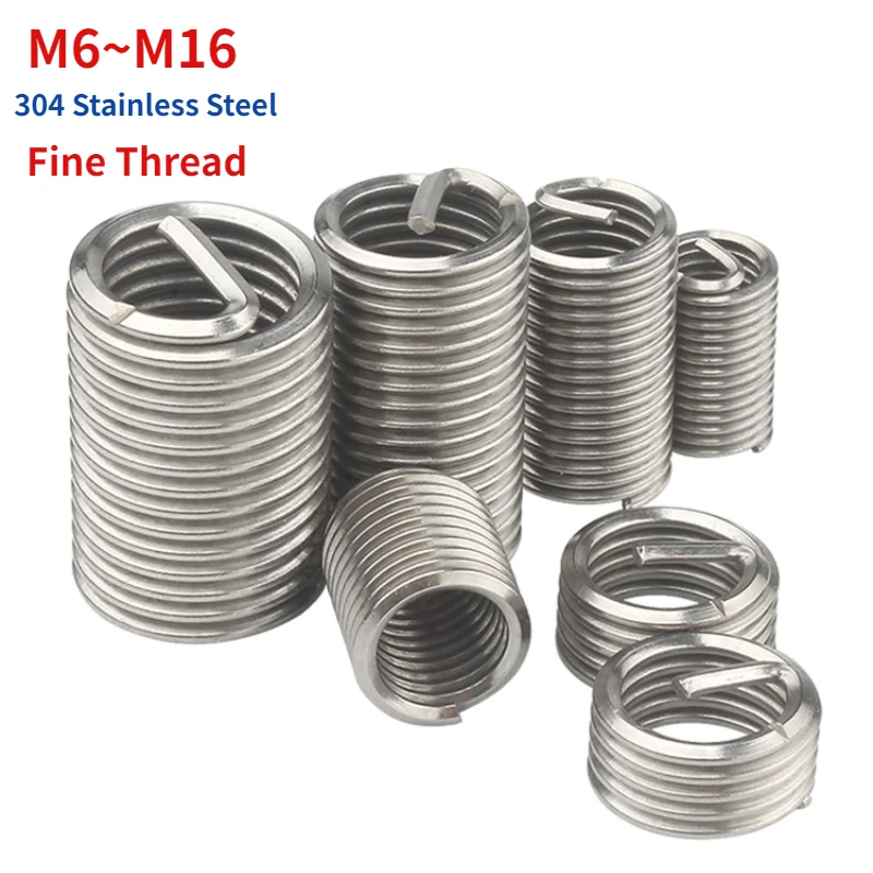 M6 M8 M10 M12 ~ M16 Fine Thread Helicoil Thread Repair Insert 304 Stainless Steel Wire Thread inserts Bushing Sleeve Repair Kit