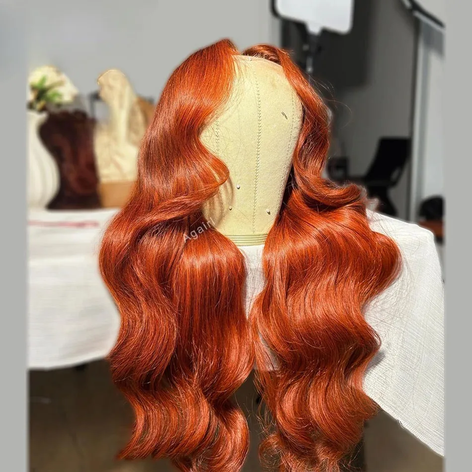 

Синтетический парик 13x4 HD Ginger Wig Body Wave с кружевной передней частью, без клея, предварительно выщипанный, для косплея и модных образов, для женщин (perruque)