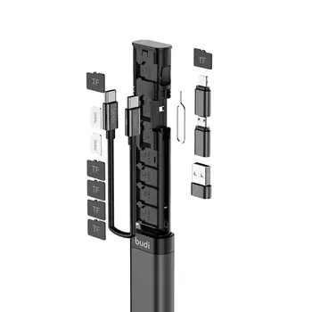 Budi 다기능 케이블 스틱 타입 C-USB C 충전 케이블, 아이폰 SIM TF 카드 슬롯 보관함, TF 메모리용, 9 in 1 