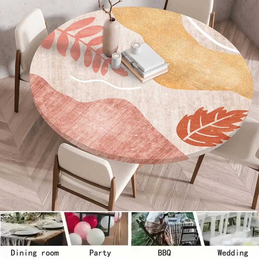 60/70/80/90/100/120/140cm Elastic Fitted Round Plastic Vinyl Table Cloth Backing Elastic Edge Waterproof Table Cover Tischdecke
