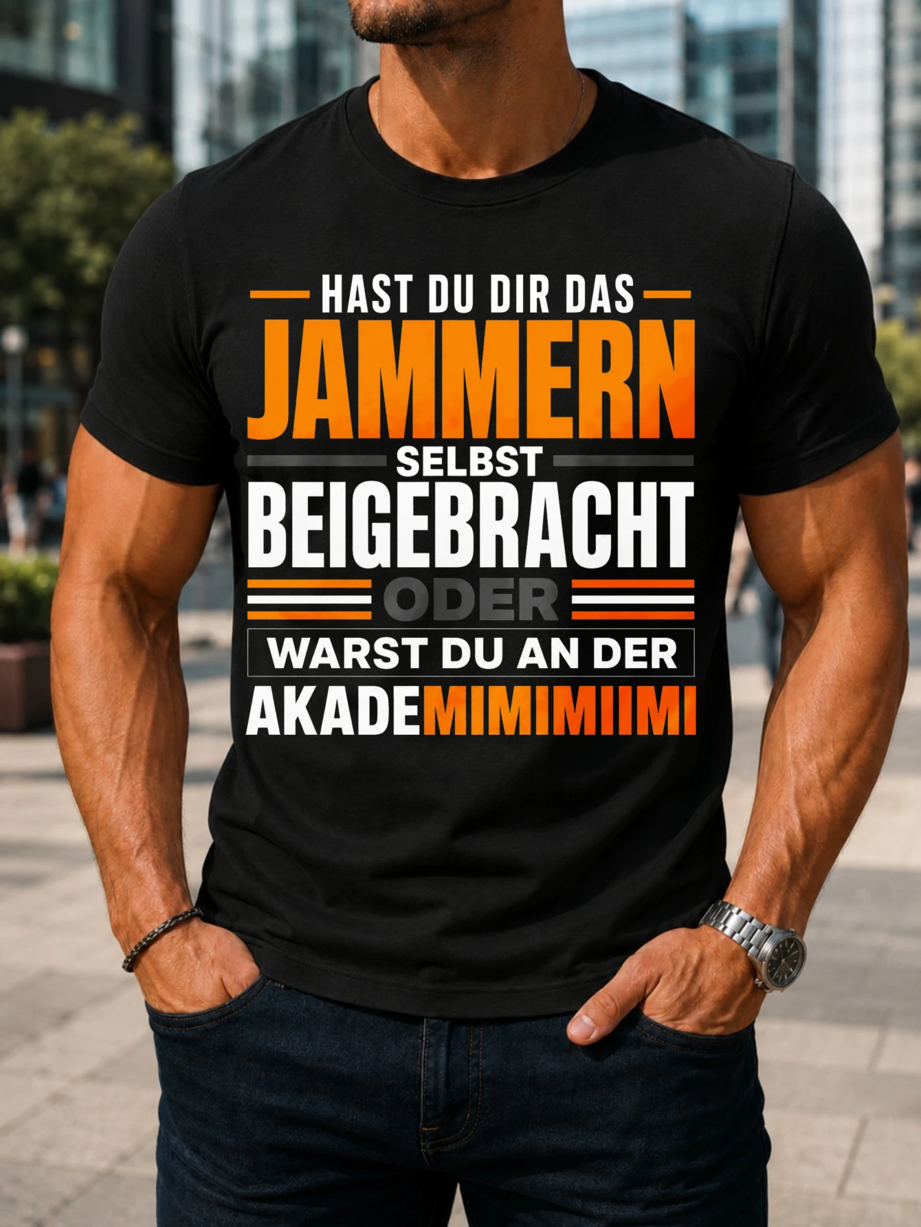 German Complaining Academy Joke Hast Du Dir Das Jammern Selbst Beigebracht Text Comic Orange  Unisex All T-Shirt