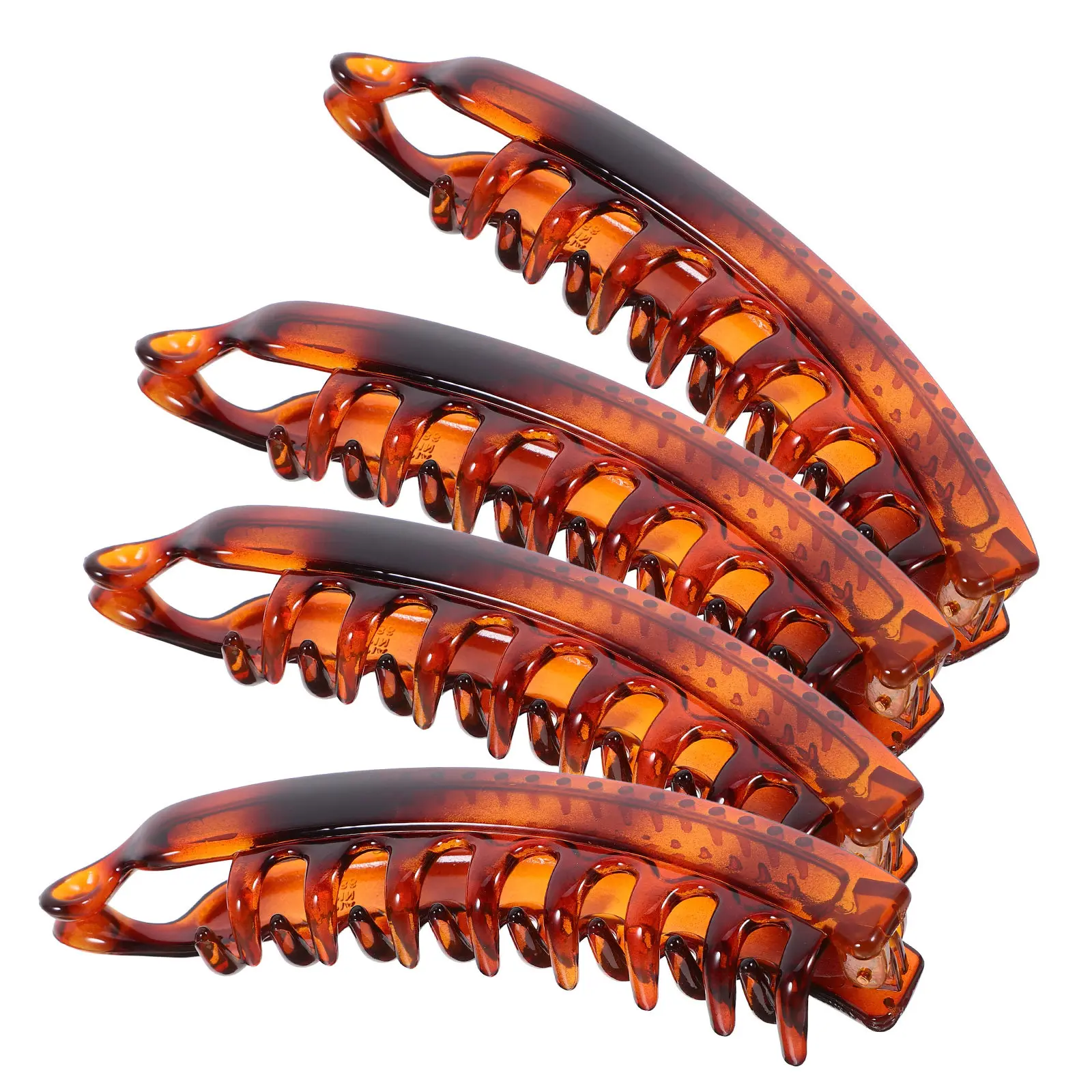 

4Pcs Dolphin Banana Hair Claw Clip Large Plastic Barrette One Side Teeth Grip Hold Skin Protection Easy Use Stylish Clamp