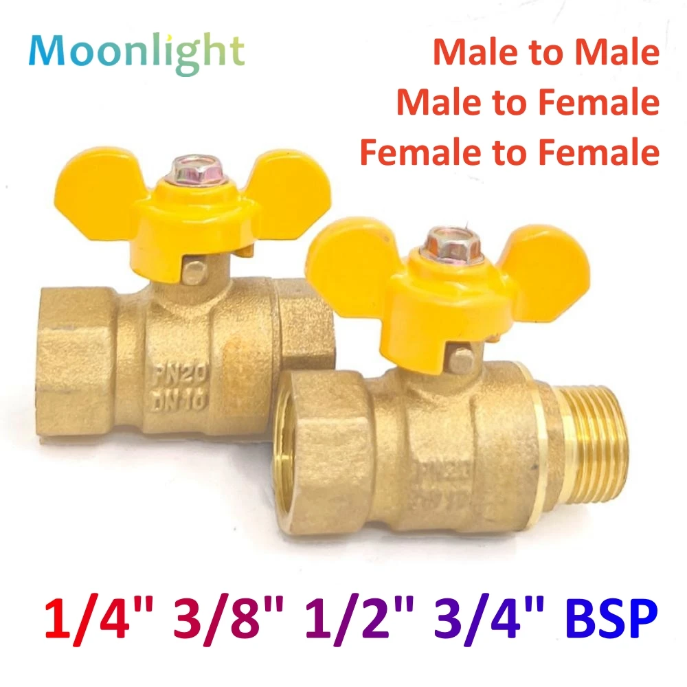 Válvula de bola de cierre de latón bidireccional con rosca macho a hembra de 1/4 