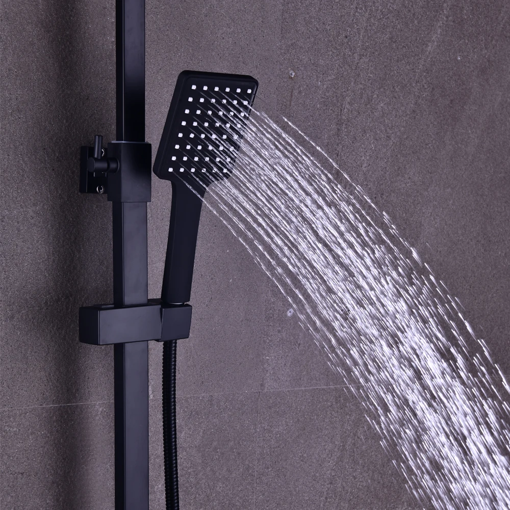Schwarzes thermostatisches Duschset, verstellbar und einziehbar, sorgen für ein beruhigendes und entspannendes Duscherlebnis – Detail 3